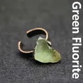 Anello aperto vintage in fluorite verde grezza con finitura bronzo - Aperto Regolabile / Fluorite Verde (Bronzo Antico)