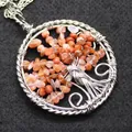 Vintage wire wrapped tree of life pendant necklace with red agate stones - Pendant Only (No Chain) / Red Agate