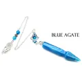 Natural blue striped agate arrow dowsing pendulum with dreamcatcher and star charms - Blue Agate