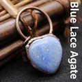 Pendentif en pierre de veine bleue naturelle en forme de cœur rétro pour femme - Pendentif cœur / Sodalite Bleue