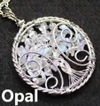 Handmade wire-wrapped tree of life pendant necklace featuring milky white opal stone chips - Pendant Only (No Chain) / Opal