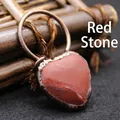 Pendentif vintage en pierre rouge en forme de cœur avec anneau en cuivre - Pendentif cœur / Jaspe Rouge