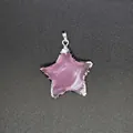 Minimalist pink opal stone star-shaped pendant necklace charm with silver-tone edge - Star Pink Opal Pendant (Silver Edge)