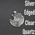 Individual minimalist silver-edged white crystal moon pendant with raw stone texture - Moon White Crystal Pendant (Silver Edge)
