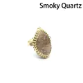 Vintage handmade gold wire wrapped smoky quartz raw stone adjustable ring for women - Smoky Quartz