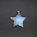 Elegant minimalist star-shaped opal pendant with textured gold-rimmed edge finish - Star Opal Pendant (Gold Edge)