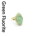 Vintage gold-plated ring featuring a large raw green fluorite crystal stone - Green Fluorite