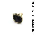 Retro gold wire-wrapped ring featuring a raw black tourmaline crystal stone - Black Tourmaline