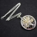 Elegant handmade Tree of Life pendant necklace featuring yellow natural crystal chips - Necklace (Includes Pendant) / Citrine