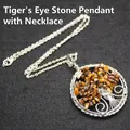 Handcrafted Tiger's Eye stone chips Tree of Life wire-wrapped pendant on silver chain - Necklace (Includes Pendant) / Tiger's Eye