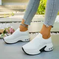 Stylish white rhinestone wedge sneakers for women, slip-on breathable sports shoes - 36 / White