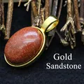 Sparkling brown Goldstone oval pendant with 24k gold plated finish - Gold Sandstone