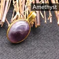 Elegant oval purple amethyst pendant with 24k gold-plated frame jewelry accessory - Amethyst