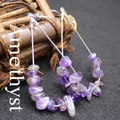 European style teardrop earrings featuring natural purple amethyst gravel stones - Amethyst