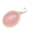 Minimalist oval pink agate gemstone pendant with white K tone plating for necklace - Pendant Only / 13x18mm / Pink Agate