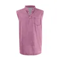 Men's stylish sleeveless purple denim henley shirt with chest pocket and 3 buttons - Pink