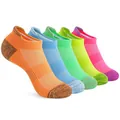 Five pairs of vibrant moisture-wicking athletic ankle socks for men - Size 33-40 / Colorful