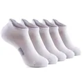Five pairs of men's white breathable ankle sports socks for daily casual wear - Size 33-40 / White