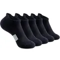 Five pairs pack of black moisture-wicking men's athletic low cut ankle socks for sports - Size 33-40 / Black
