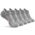 5 pairs of gray large size men's moisture-wicking athletic socks with pink stripes - Size 33-40 / Gray