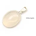 Dainty oval white agate pendant necklace in a minimalist silver-toned frame SKU - Pendant Only / 13x18mm / Agate
