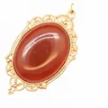 Colgante vintage de ágata roja ovalada con marco de filigrana dorada para collar de suéter - Solo Colgante / Ágata roja