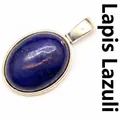 Lapis Lazuli oval stone pendant in silver-tone minimalist setting - Pendant Only / 13x18mm / Lapis Lazuli