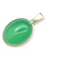Minimalist oval green chalcedony gemstone pendant with silver plated bezel setting for necklaces - Pendant Only / 13x18mm / Green Agate