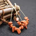 Elegant Western style goldstone crushed stone teardrop earrings with silver fishhook wires - Gold Sandstone