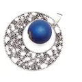 Stylish blue electroplated agate bead necklace pendant with silver filigree hollow design - Navy Blue (1) / Pendant Only (Without Chain)