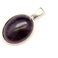 Elegant minimalist silver-plated 13x18mm oval purple amethyst stone pendant necklace - Pendant Only / 13x18mm / Amethyst