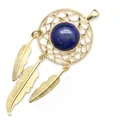 Collar con colgante atrapasueños con piedra lapislázuli azul y plumas doradas - Estilo Lapislázuli / Dorado