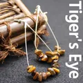 Bohemian style tiger's eye crystal chip drop earrings with silver hooks - Tiger's Eye