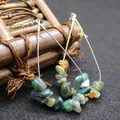 Bohemian style natural Indian Agate multi-colored chip stone teardrop hook earrings - India Agate