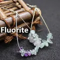 Oversized waterdrop earrings featuring colorful natural fluorite stone chips accents - Colorful Fluorite