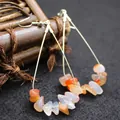 Exaggerated Western style teardrop earrings with colorful natural crushed stones - Red Agate