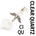 Exquisite clear quartz Merkaba star pendant necklace with silver-toned angel wings design - Angel Merkaba Pendant / White Crystal