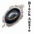 Vintage oval black agate pendant necklace featuring a silver-colored filigree decorative frame - Pendant Only / Black Agate