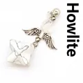 White howlite angel wing merkaba star pendant necklace with crystal bead - Angel Merkaba Pendant / Howlite