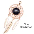 Elegante colgante atrapasueños de oro rosa con piedra central de piedra arenisca azul - Estilo de Piedra de Arena Azul / Rosa oro