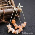 Bohemian style teardrop hook earrings featuring natural orange red aventurine crystal chips - Red Aventurine