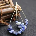 Bohemian teardrop dangle earrings with natural blue sodalite stone chips and silver hooks - Blue Sodalite