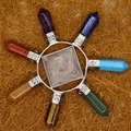 Clear quartz pyramid energy generator with multi-color crystal points ornament - White Crystal