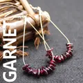 Handcrafted garnet crushed stone waterdrop hook earrings with a silver-tone teardrop wire frame - Garnet