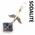 Handmade Merkaba angel wing pendant necklace with natural blue sodalite gemstone - Angel Merkaba Pendant / Blue Sodalite