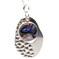 Ins stijl roestvrijstalen hanger ketting met kleurrijke natuurlijke abalone schelp - Asymmetrische Druppel Gehamerde Stijl (Stijl 2)