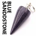 Handcrafted conical blue goldstone crystal pendulum pendant for jewelry making - Pendant Only (Without Chain) / Blue Sandstone