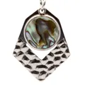 Geometrische roestvrijstalen hanger met een inleg van natuurlijke abalone schelp - Geometrische V-vorm Gehamerde Stijl (Stijl 4)