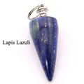 Polished cone-shaped deep blue lapis lazuli crystal pendulum for spiritual divination - Pendant Only (Without Chain) / Lapis Lazuli