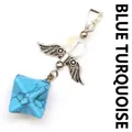 Elegant silver angel wings pendant necklace with blue turquoise star and crystal bead - Angel Merkaba Pendant (Pendant Only) / Blue Turquoise
